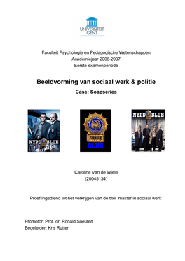 Beeldvorming Van Sociaal Werk & Politie