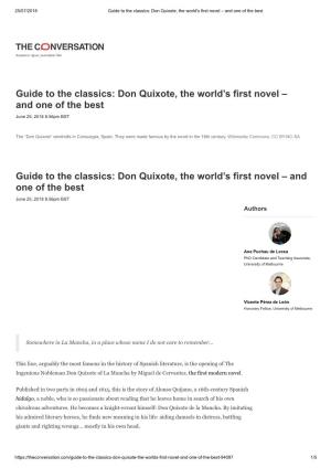 Guide to the Classics: Don Quixote, the World's First Novel – and One of the Best