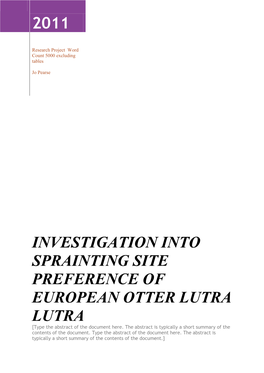 Sprainting Site Preference of European Otter, 2011