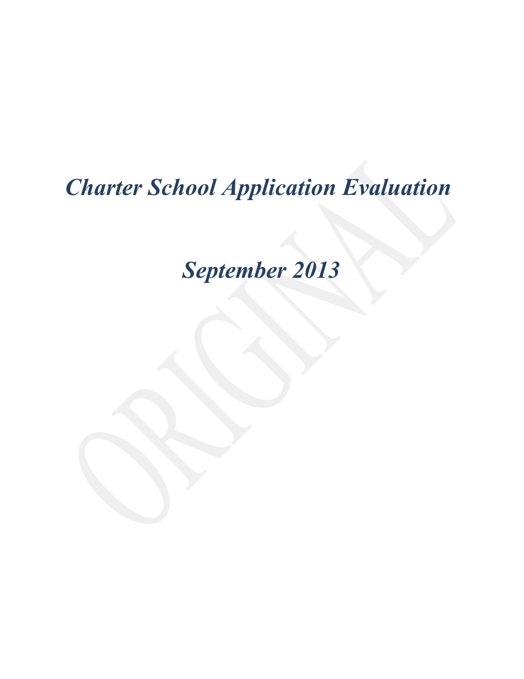 Charter School Application Evaluation