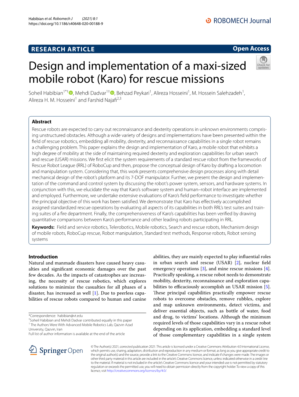 Design and Implementation of a Maxi-Sized Mobile Robot (Karo) For