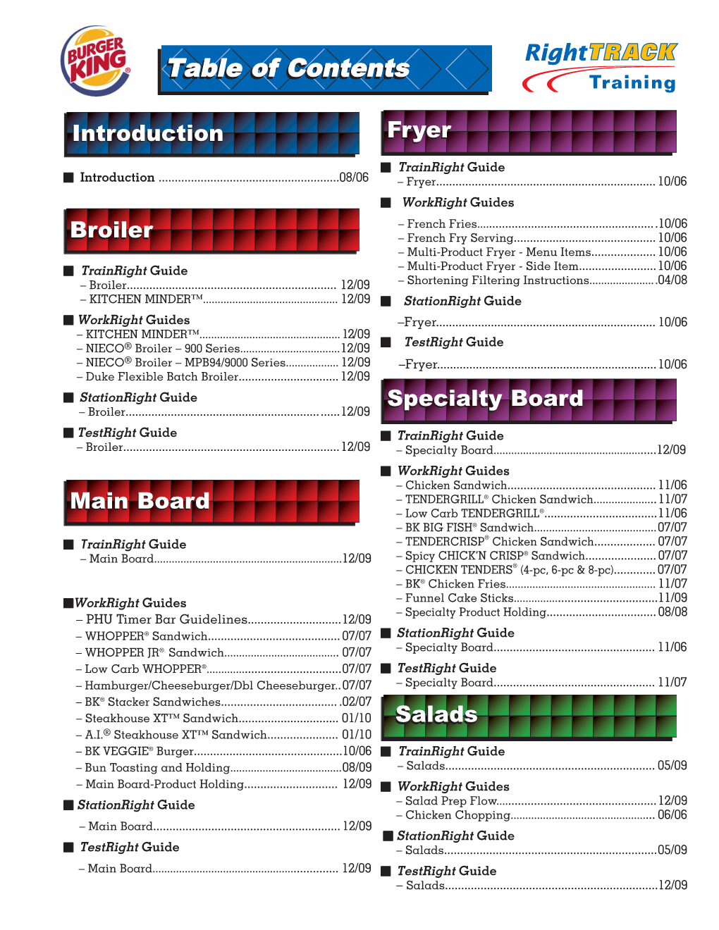 RTT Table of Contents 12.09:TR Contents.Qxd