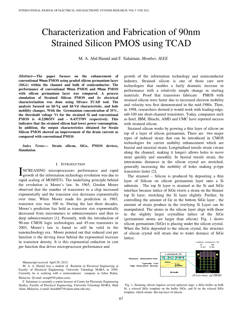 Characterization and Fabrication of 90Nm Strained Silicon PMOS Using TCAD