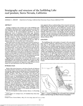 Stratigraphy and Structure of the Saddlebag Lake Roof Pendant, Sierra Nevada, California