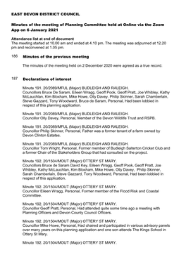 EAST DEVON DISTRICT COUNCIL Minutes of the Meeting of Planning