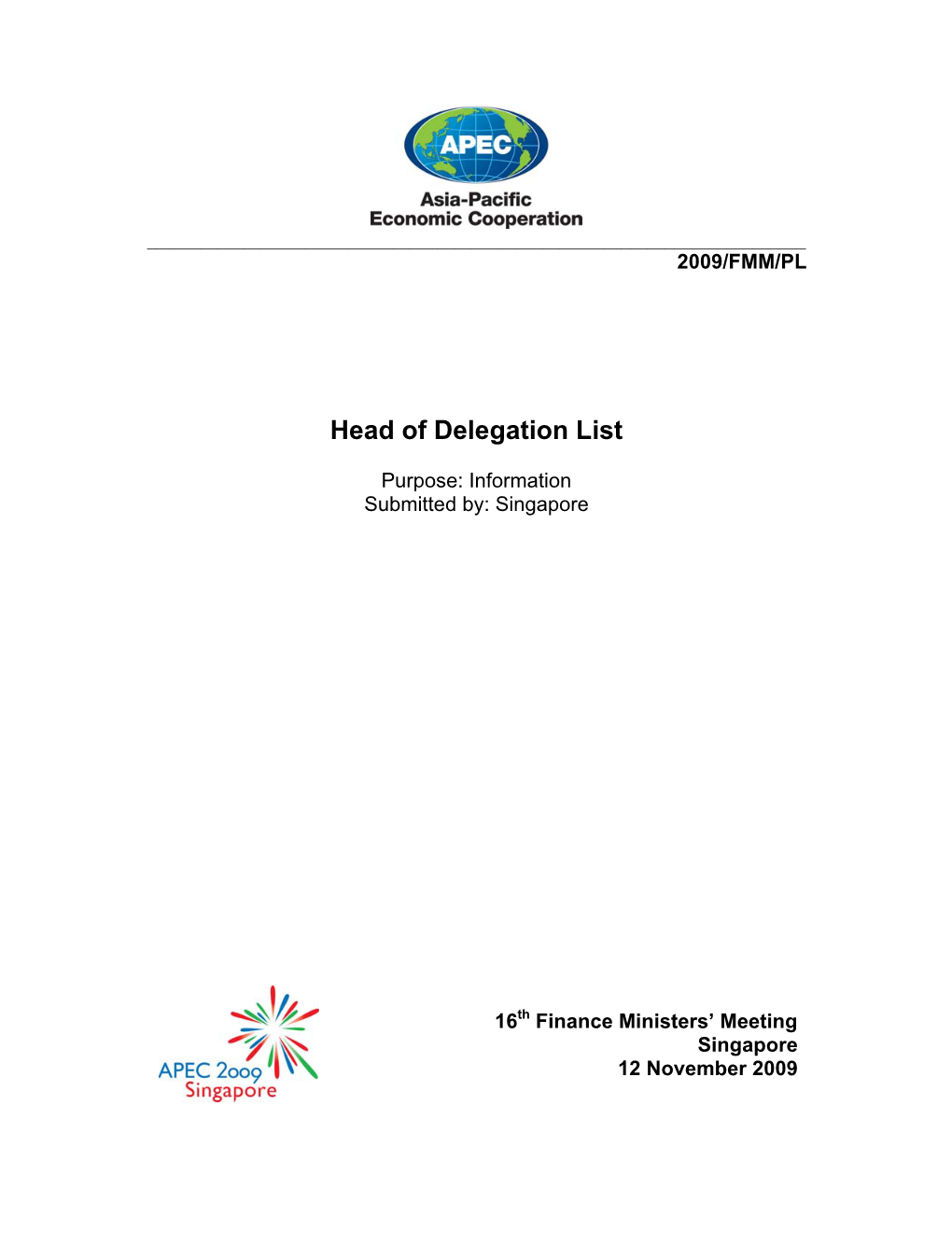 Head of Delegation List