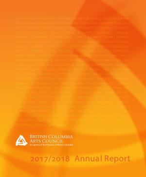 BC Arts Council Annual Report 2017 – 2018