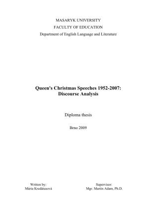 Queen's Christmas Speeches 1952-2007: Discourse Analysis