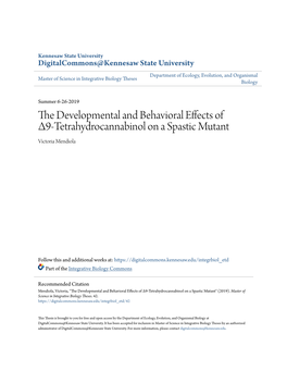 The Developmental and Behavioral Effects of Δ9-Tetrahydrocannabinol