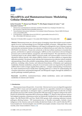 Micrornas and Mammarenaviruses: Modulating Cellular Metabolism