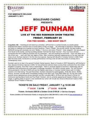 Jeff Dunham Live at the Red Robinson Show Theatre Friday, February 25 for Two Shows … One Night Only!