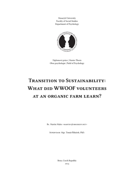 Transition to Sustainability: What Did WWOOF Volunteers at an Organic