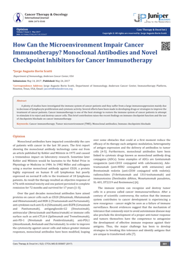 How Can the Microenvironment Impair Cancer Immunotherapy? Monoclonal Antibodies and Novel Checkpoint Inhibitors for Cancer Immunotherapy