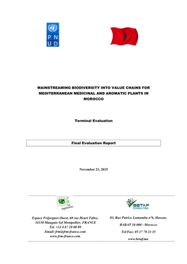 Mainstreaming Biodiversity Into Value Chains for Mediterranean Medicinal and Aromatic Plants in Morocco
