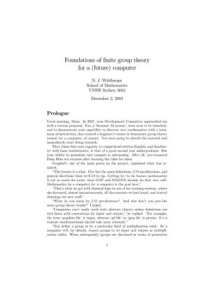 Foundations of Finite Group Theory for A