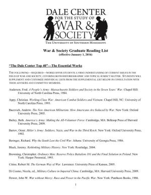 War & Society Graduate Reading List