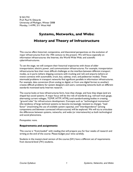 Systems, Networks, and Webs: History and Theory of Infrastructure