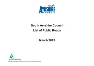 South Ayrshire Council List of Public Roads March 2015