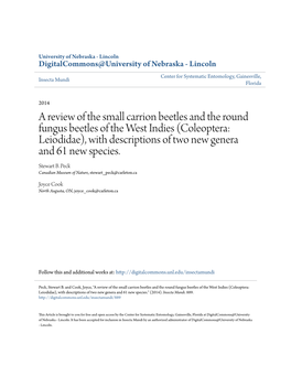 A Review of the Small Carrion Beetles and the Round Fungus Beetles of the West Indies (Coleoptera: Leiodidae), with Descriptions of Two New Genera and 61 New Species
