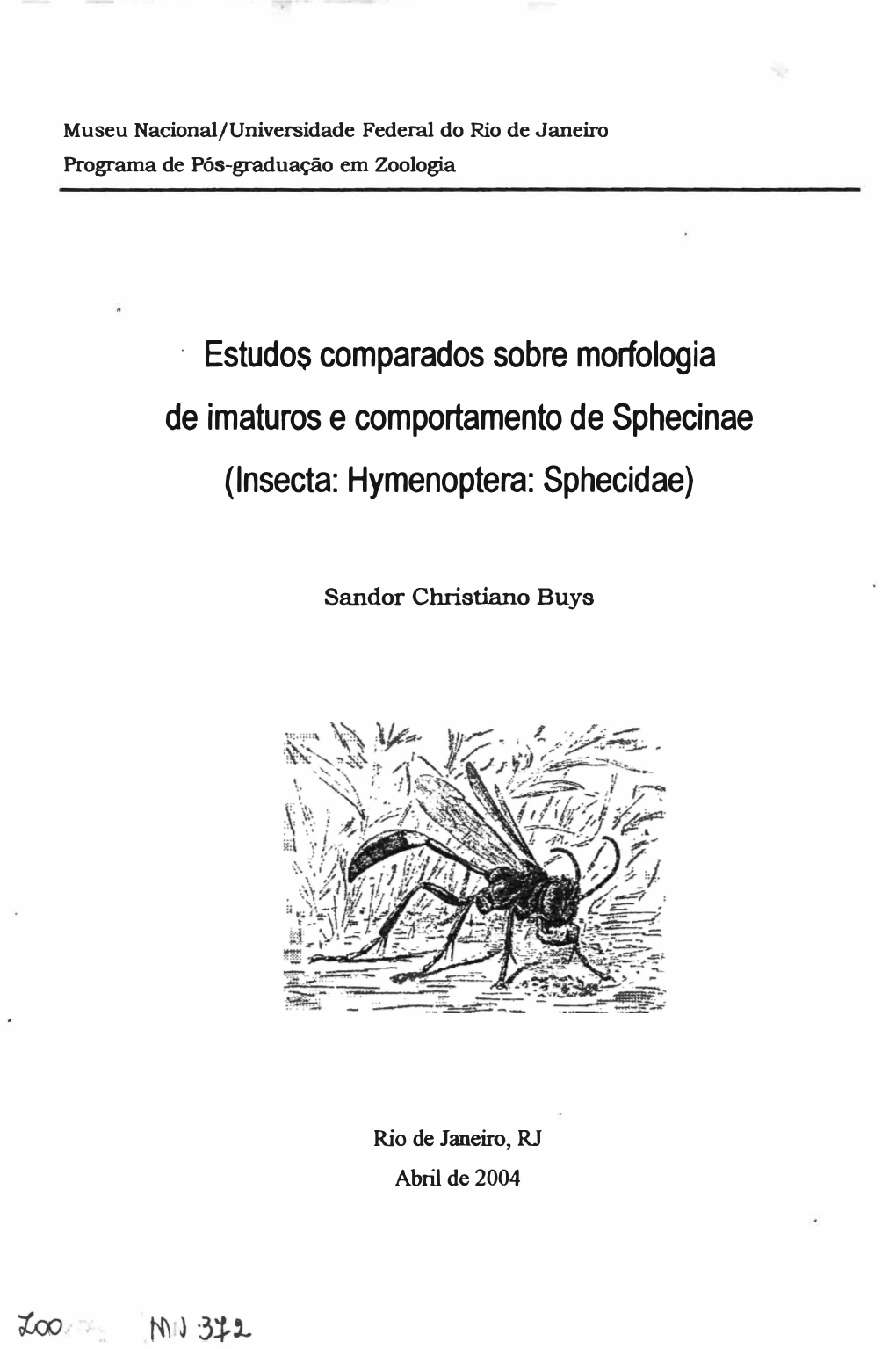Lnsecta: Hymenoptera: Sphecidae)