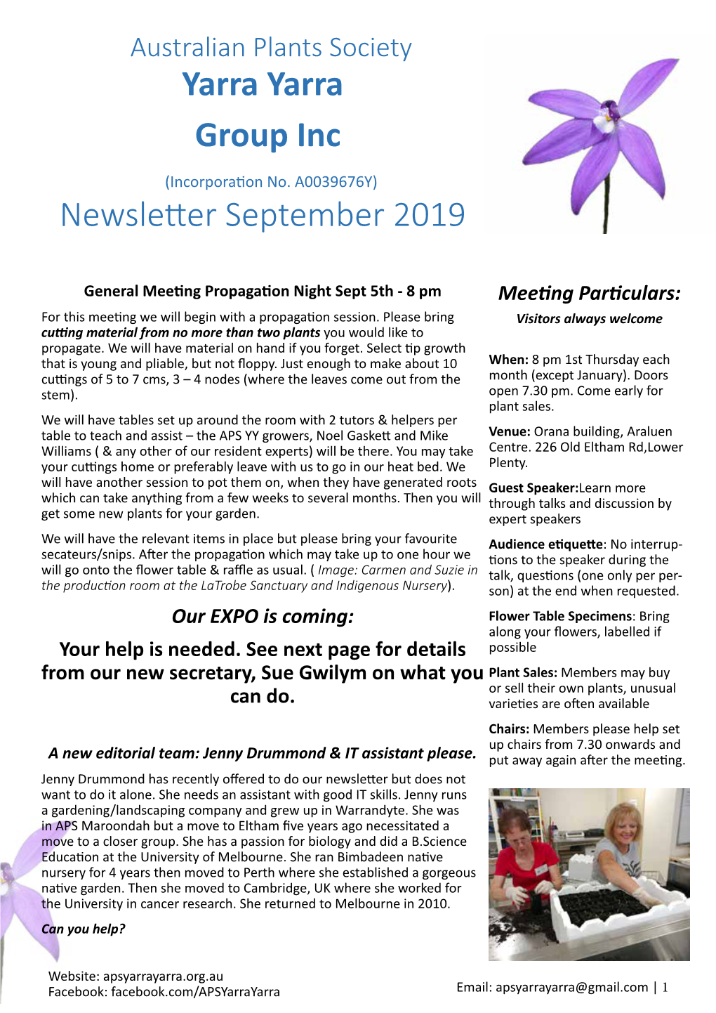 Yarra Yarra Group Inc Newsletter September 2019