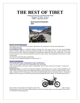 THE BEST of TIBET a Motorcycle Journey to the Roof of the World (Duration: 15 Nights / 16 Days) TIBET- “Roof of the World”