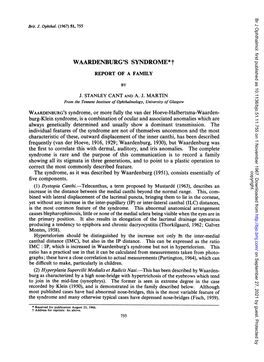 WAARDENBURG's SYNDROME*T REPORT of a FAMILY