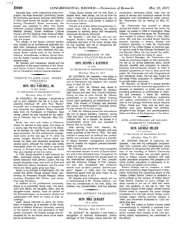 CONGRESSIONAL RECORD— Extensions of Remarks E920 HON. BILL PASCRELL, JR. HON. DENNIS J. KUCINICH HON. MIKE QUIGLEY HON. GEORGE