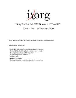 Ixorg Testfest Fall 2020, November 17 Th and 18 Th Version 2.0 9 November 2020
