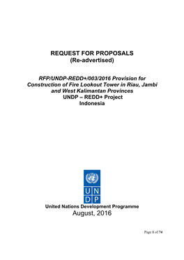 Construction of Fire Lookout Tower in Riau, Jambi and West Kalimantan Provinces UNDP – REDD+ Project Indonesia