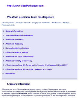 Pfiesteria Piscicida, Toxic Dinoflagellate: Facts, Life Cycle