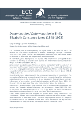 Denomination / Determination in Emily Elizabeth Constance Ones