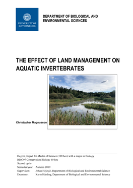 The Effect of Land Management on Aquatic Invertebrates