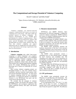 The Computational and Storage Potential of Volunteer Computing