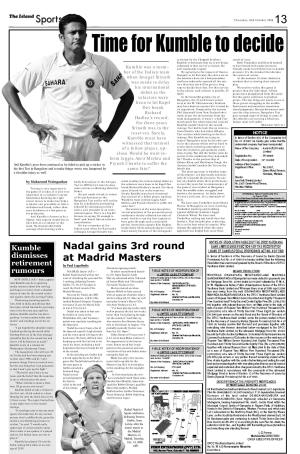 Nadal Gains 3Rd Round at Madrid Masters