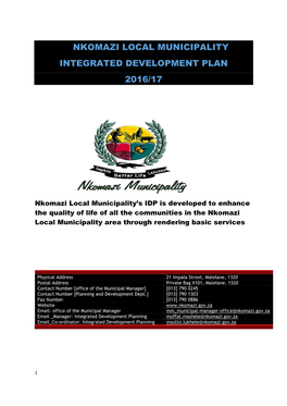 Nkomazi Local Municipality Integrated Development Plan