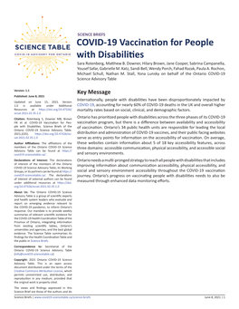 COVID-19 Vaccination for People with Disabilities HEX #FF6400 HEX #FFCAA9 Sara Rotenberg, Matthew B