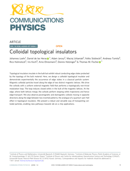 Colloidal Topological Insulators