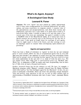 What's an Agent, Anyway? a Sociological Case Study Leonard N