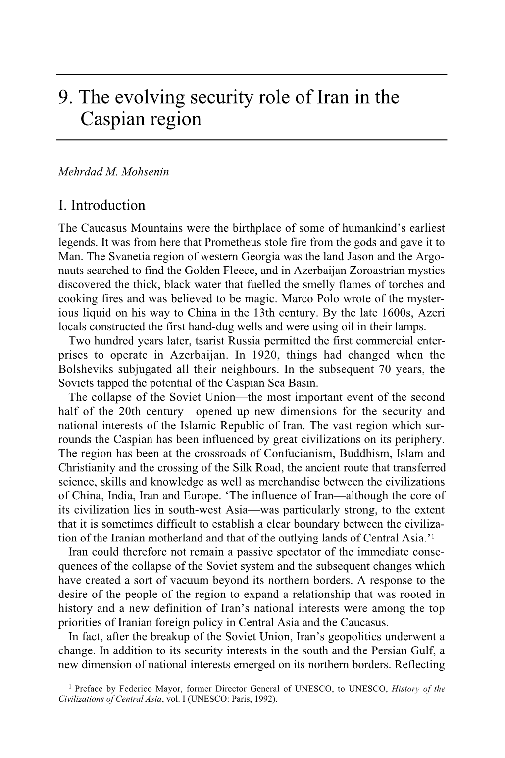 9. the Evolving Security Role of Iran in the Caspian Region