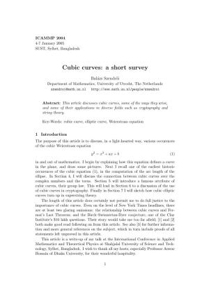Cubic Curves: a Short Survey