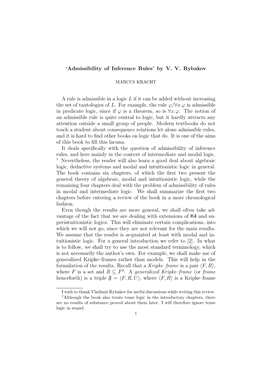 Admissibility of Inference Rules’ by V