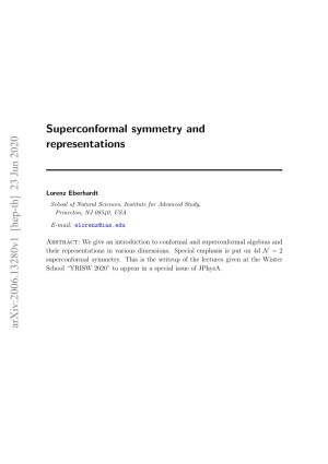 [Hep-Th] 23 Jun 2020 Superconformal Symmetry and Representations