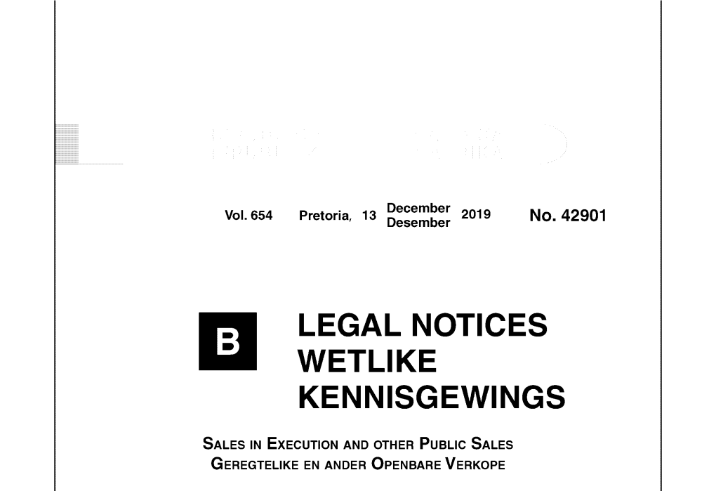 Legal Notices Wetlike Kennisgewings