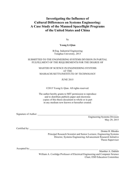 Investigating the Influence of Cultural Differences on Systems Engineering: a Case Study of the Manned Spaceflight Programs of the United States and China