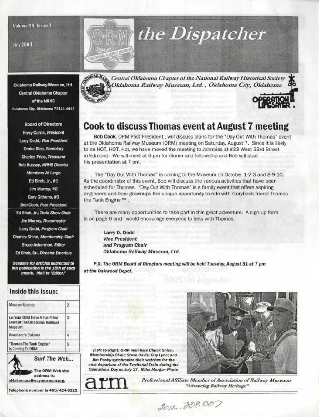 Cook to Discuss Thomas Event at August 7 Meeting