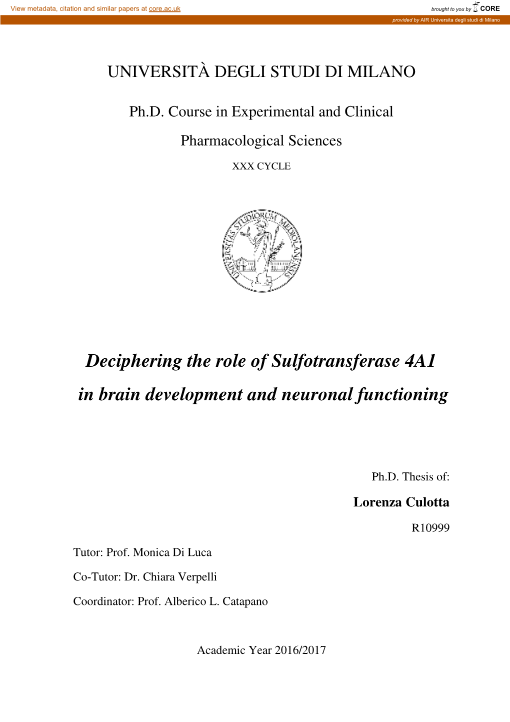 Lorenza Culotta Phd Thesis