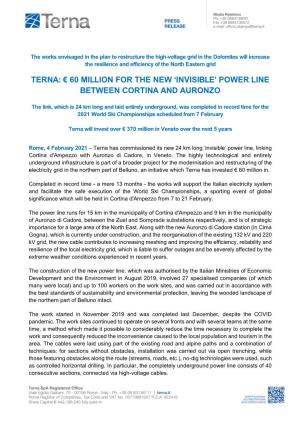 Terna: € 60 Million for the New 'Invisible' Power Line