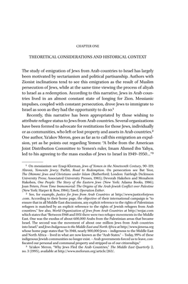 THEORETICAL CONSIDERATIONS and HISTORICAL CONTEXT the Study of Emigration of Jews from Arab Countries to Israel Has Largely Been