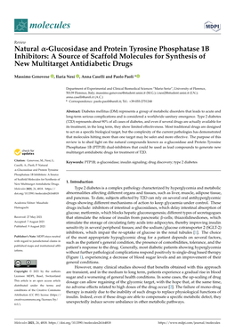 Natural Α-Glucosidase and Protein Tyrosine Phosphatase 1B Inhibitors: a Source of Scaffold Molecules for Synthesis of New Multitarget Antidiabetic Drugs